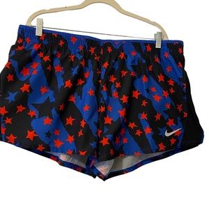 Nike Dri-Fit Swoosh Women's Running Shorts NWT Stars Lined Blue Red
